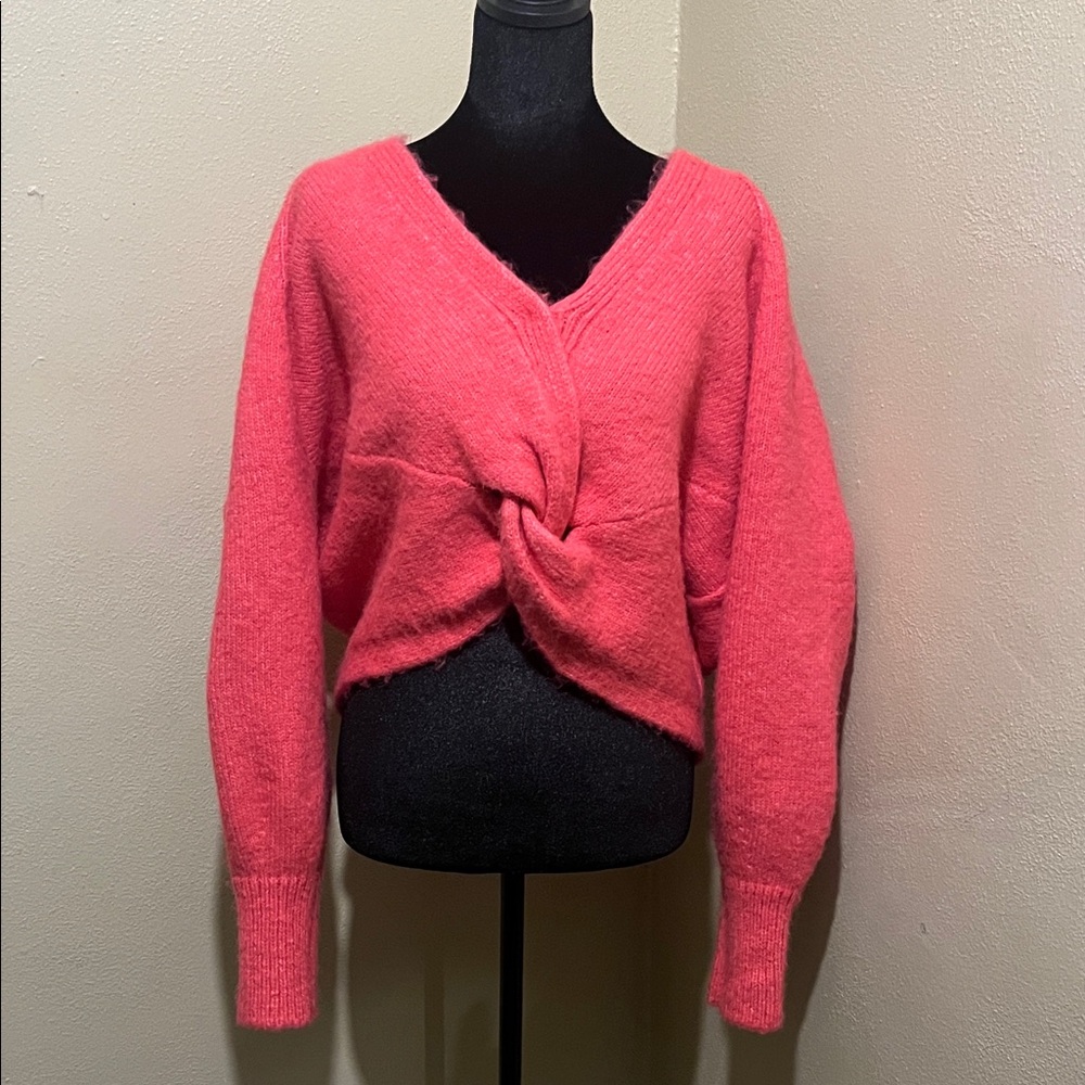 Express V-Neck Sweater in Vibrant Pink